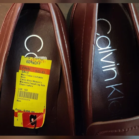 Calvin Klein Marshela Casual Lug Sole Chain Loafers, Dark Wine, Size 9 - Picture 3 of 9